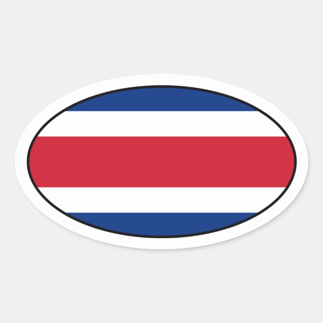 Pegatina Oval de bandera de Costa Rica (Anverso)