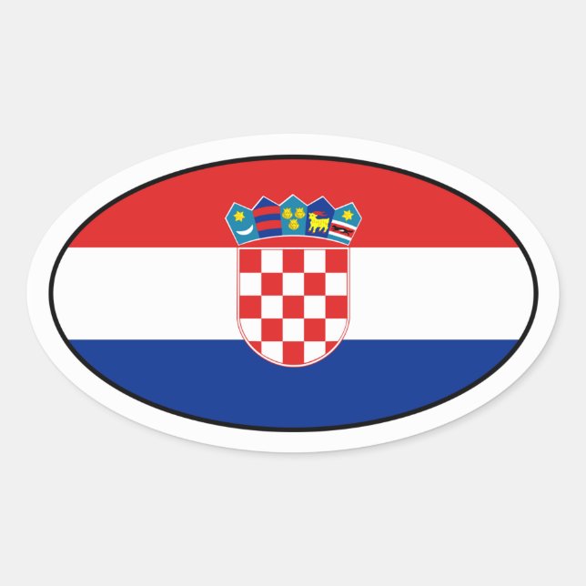 Pegatina Oval de Bandera de Croacia (Anverso)