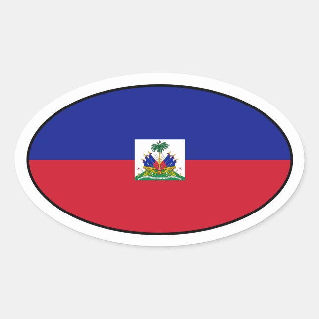 Pegatina Oval de bandera de Haití (Anverso)