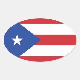 Pegatina Oval de bandera de Puerto Rico
