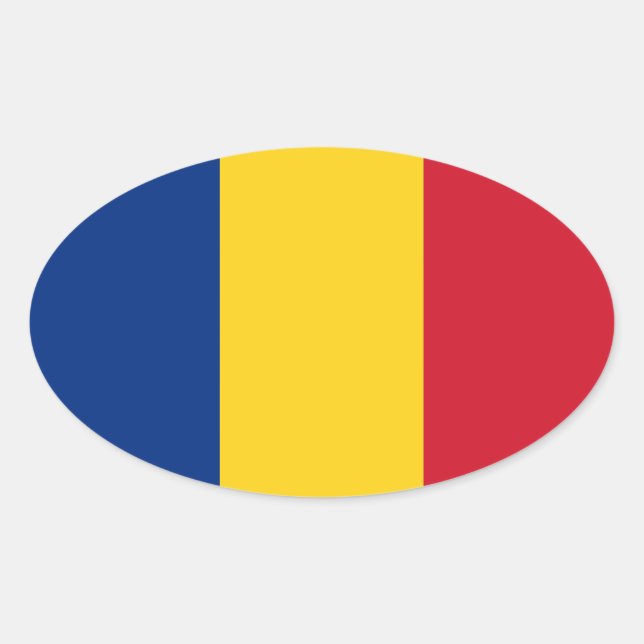 Pegatina Oval de bandera de Rumania (Anverso)