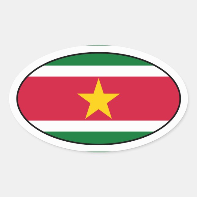 Pegatina Oval de bandera de Surinam (Anverso)