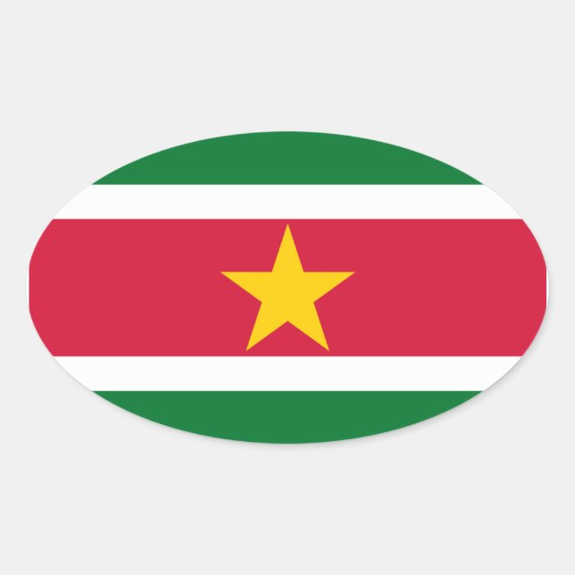 Pegatina Oval de bandera de Surinam (Anverso)