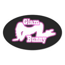 Pegatina Oval de Crawl de Glam Bunny Rosado