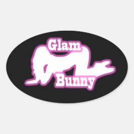 Pegatina Oval de Crawl de Glam Bunny Rosado