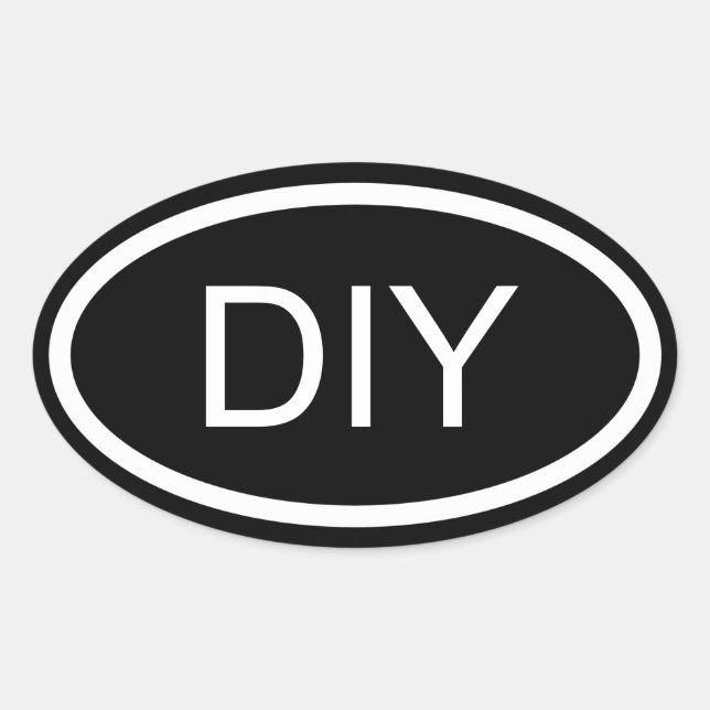 Pegatina Óval de estilo euro de DIY negro y blanco (Anverso)