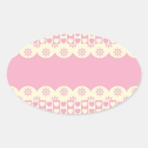 Pegatina Oval de eyelet de corazón rosado