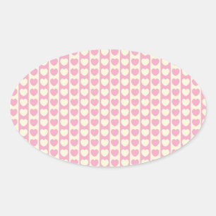 Pegatina Oval de fondo del corazón rosado