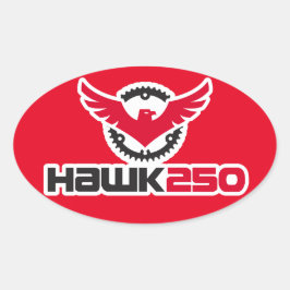 Pegatina Oval de fondo rojo con logotipo Hawk 250