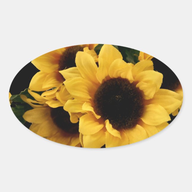 Pegatina Oval de girasol (Anverso)