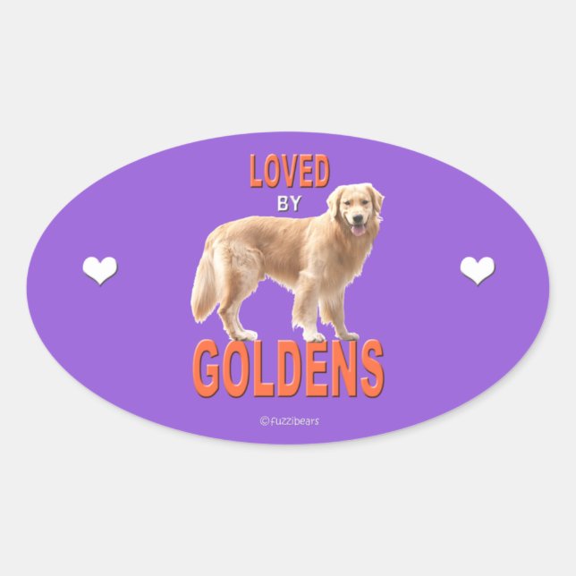 Pegatina Oval de Golden Retriever (Anverso)