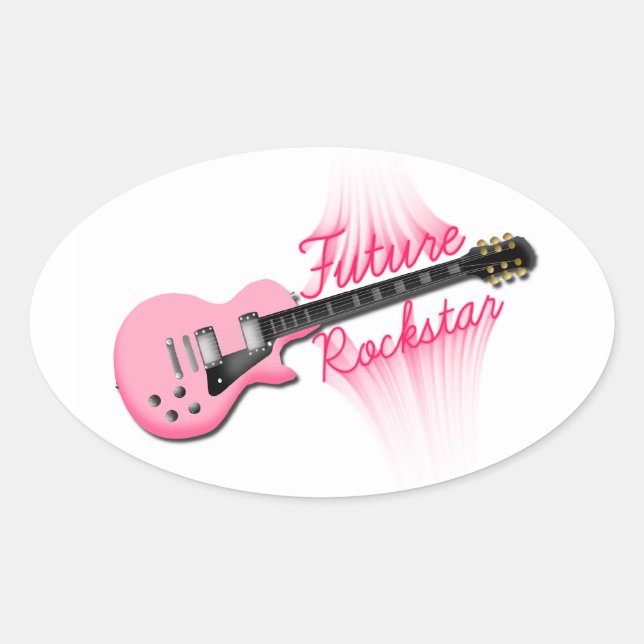 Pegatina oval de guitarra rosa de Future Rockstar (Anverso)