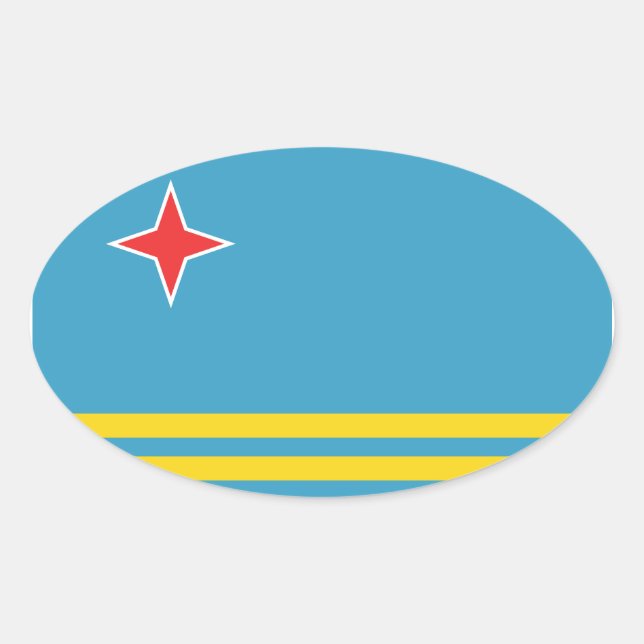 Pegatina Oval de la bandera de Aruba (Anverso)