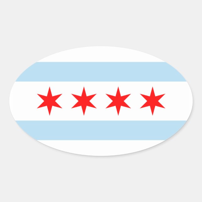 Pegatina Oval de la bandera de Chicago (Anverso)
