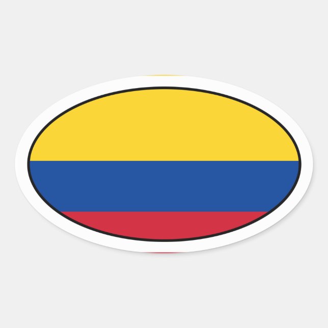 Pegatina Oval de la bandera de Colombia (Anverso)