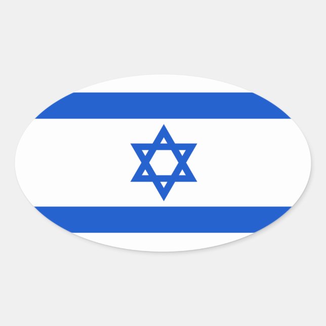 Pegatina Oval de la bandera de Israel (Anverso)