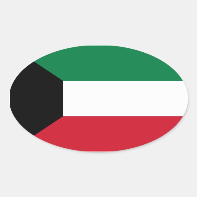 Pegatina Oval de la bandera de Kuwait (Anverso)