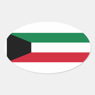 Pegatina Oval de la bandera de Kuwait