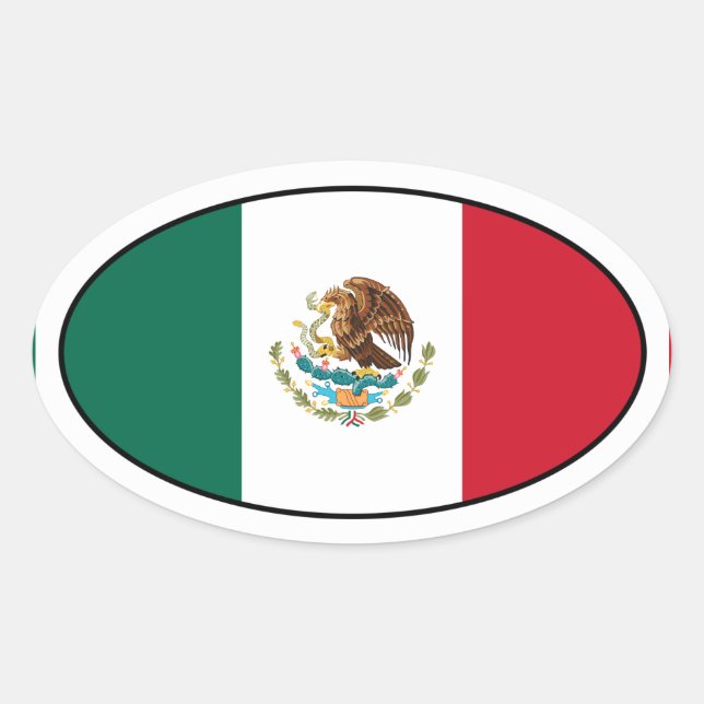 Pegatina Oval de la bandera de México (Anverso)