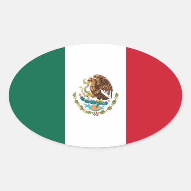 Pegatina Oval de la bandera de México (Anverso)
