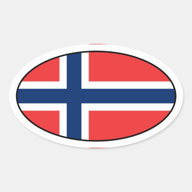 Pegatina Oval de la bandera de Noruega (Anverso)