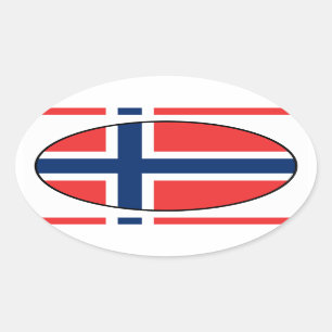 Pegatina Oval de la bandera de Noruega