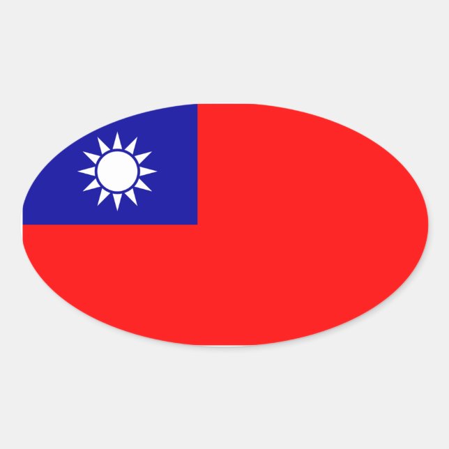 Pegatina Oval de la bandera de Taiwán (Anverso)