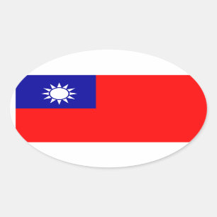 Pegatina Oval de la bandera de Taiwán
