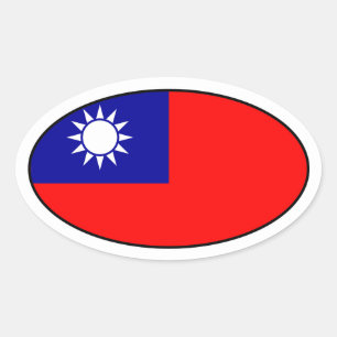Pegatina Oval de la bandera de Taiwán