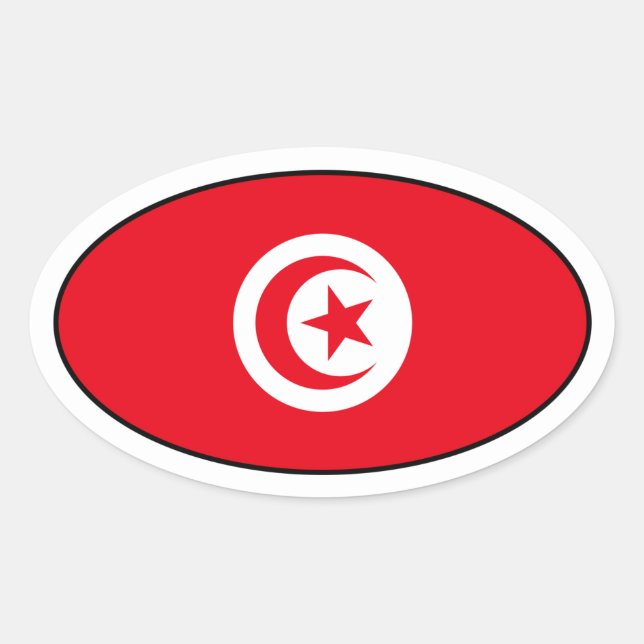 Pegatina Oval de la bandera de Túnez (Anverso)