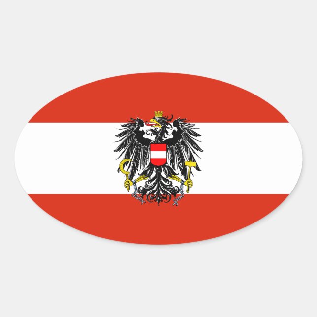 Pegatina Oval de la bandera del Estado de Austria (Anverso)
