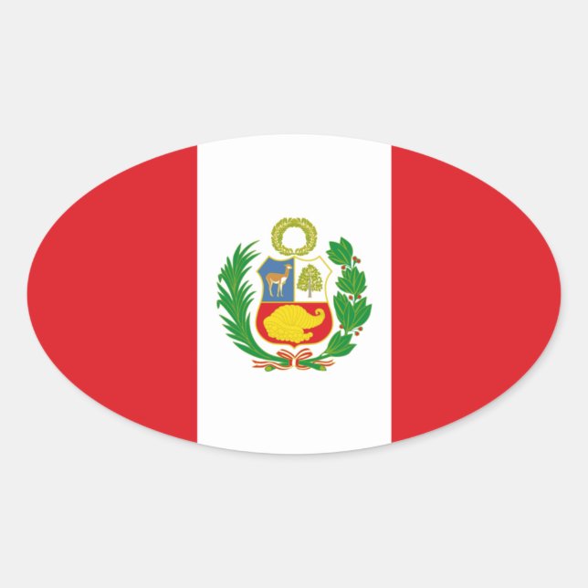 Pegatina Oval de la bandera del Estado de Perú (Anverso)