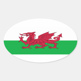 Pegatina Oval de la bandera galesa