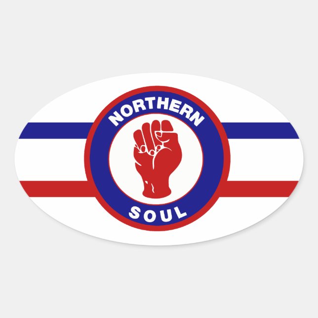 Pegatina oval de Northern Soul RWB Lines (Anverso)