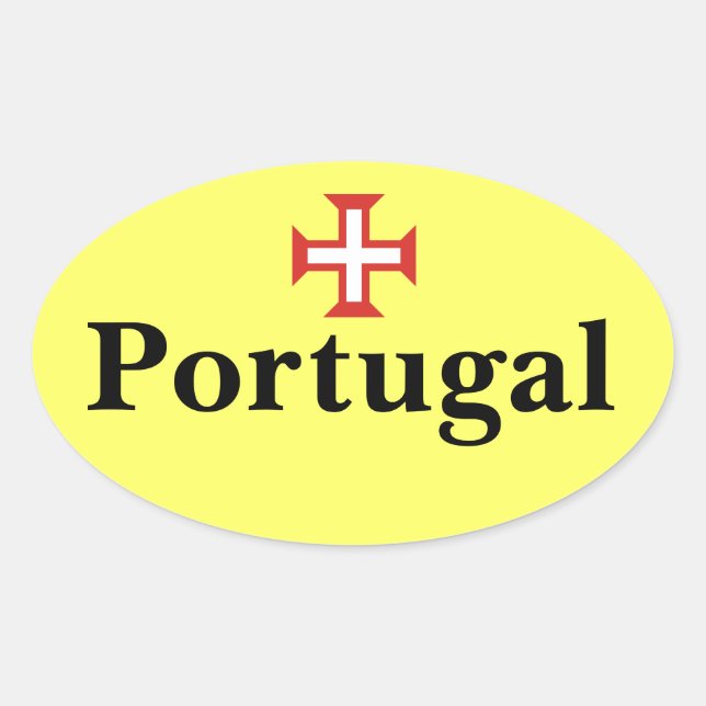 Pegatina oval de Portugal* con Cruz Portuguesa (Anverso)