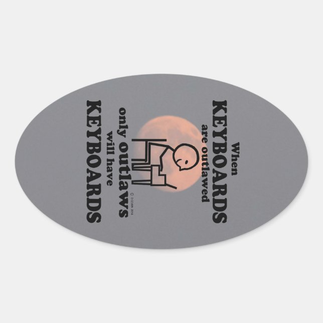 Pegatina Oval de teclados prohibidos (Anverso)