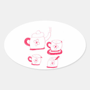 Pegatina Oval de tiempo de té