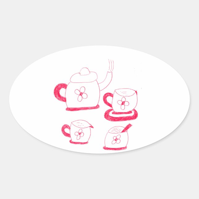 Pegatina Oval de tiempo de té (Anverso)