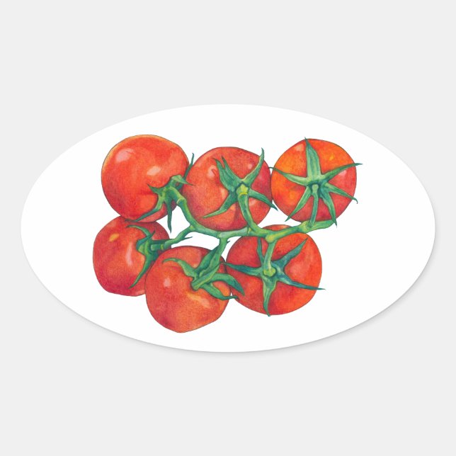 Pegatina Oval de tomates rojos (Anverso)