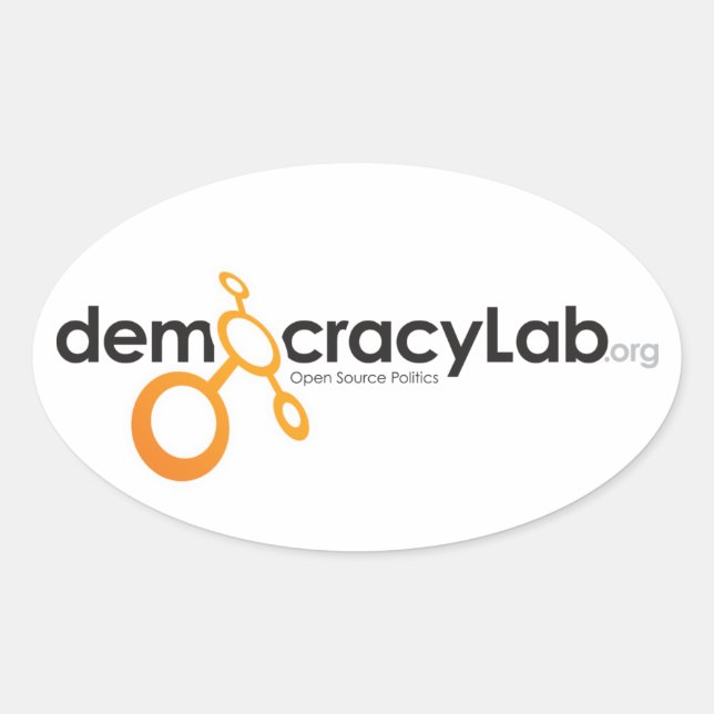 Pegatina oval DemocracyLab (Anverso)