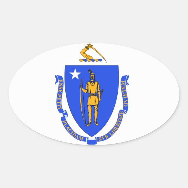 pegatina Oval Estatal de Massachusetts (Anverso)