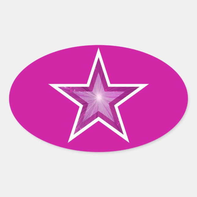 Pegatina oval Estrella rosa (Anverso)