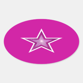 Pegatina oval Estrella rosa