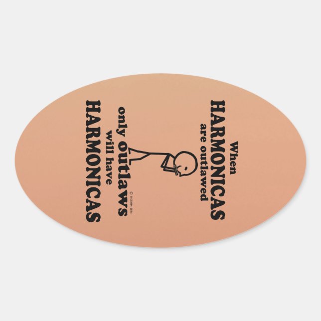 Pegatina Oval fuera de la ley de Armonicas (Anverso)