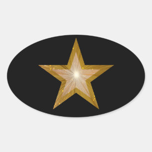 Pegatina oval Gold Star negro