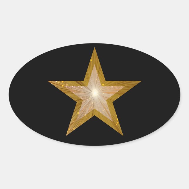 Pegatina oval Gold Star negro (Anverso)