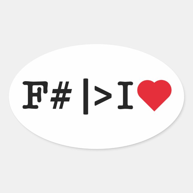 Pegatina oval I Heart F# (Anverso)