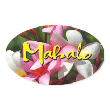 Pegatina oval Mahalo plumeria