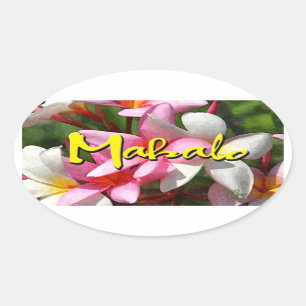 Pegatina oval Mahalo plumeria