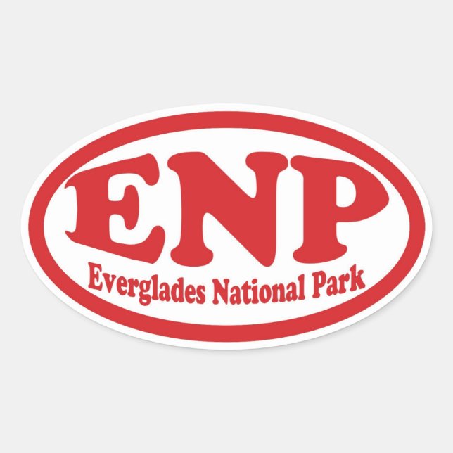 Pegatina oval rojo del Parque Nacional Everglades (Anverso)